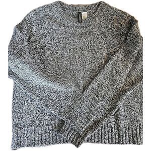 H & M Cropped Multicolor Blue Black Pullover Sweater Divided Women's Size Medium